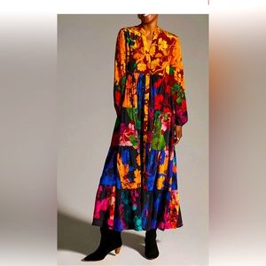 Anthropologie Siddhartha Bansal Button-Front Maxi Dress XS